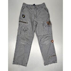 Vintage Gap Cargo Pants Womens 14 Regular Gray Military Patches Skater Grundge